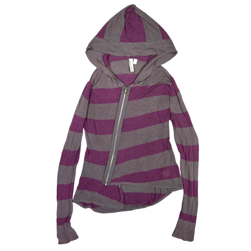 Hang Ten Womens Large Purple Grey Striped Zip Bella Swan Y2k Lightweight Hoodie